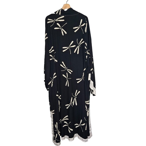 LOTUSTRADERS Kimono 3X Robe Plus Size Contrast Trim Duster Mystical Dragonflies - Picture 8 of 11